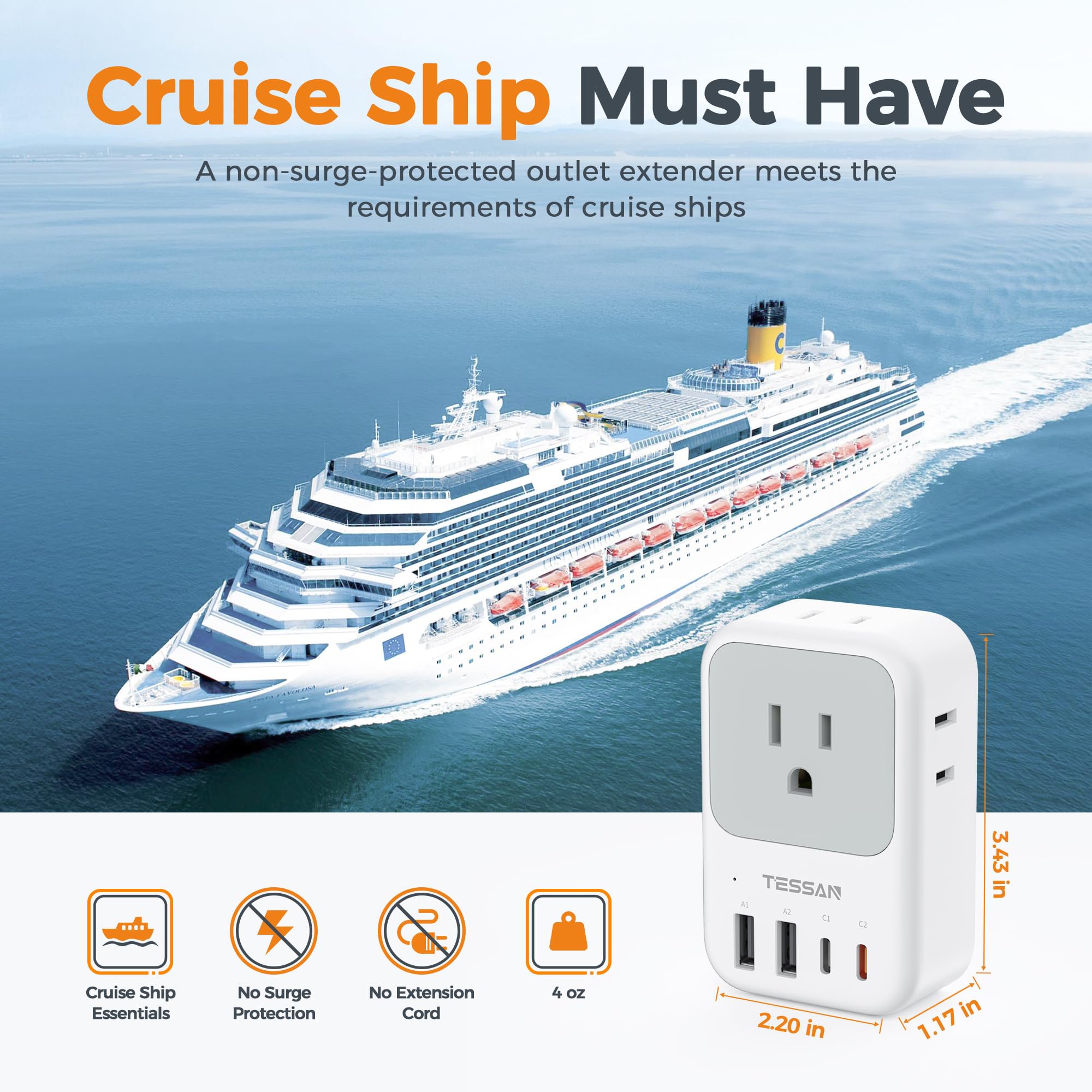 TESSAN USB-C Charger Block ideal for dorms and office setups.