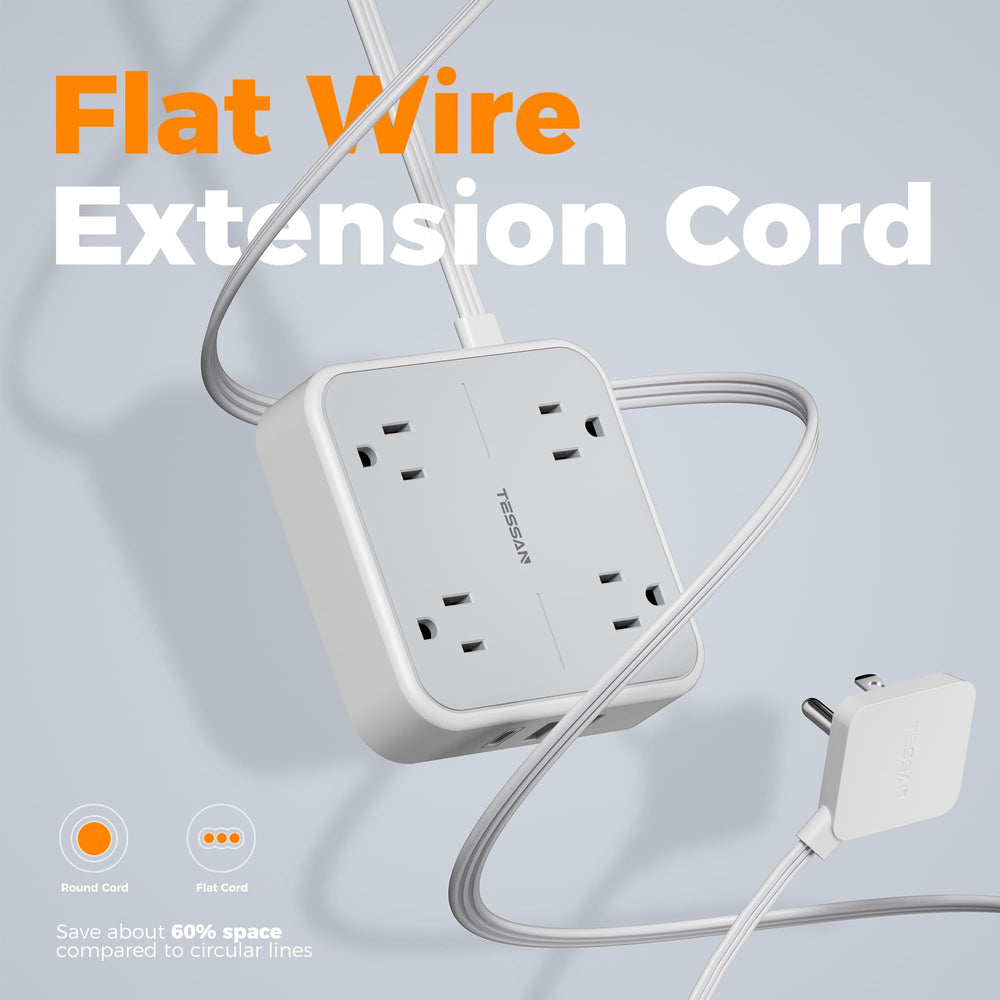 TESSAN wall-mountable power strip helps organize spaces on desks or walls.