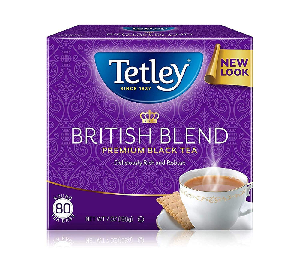 Tetley British Blend premium tea bags pack6 front showing full-bodied flavor