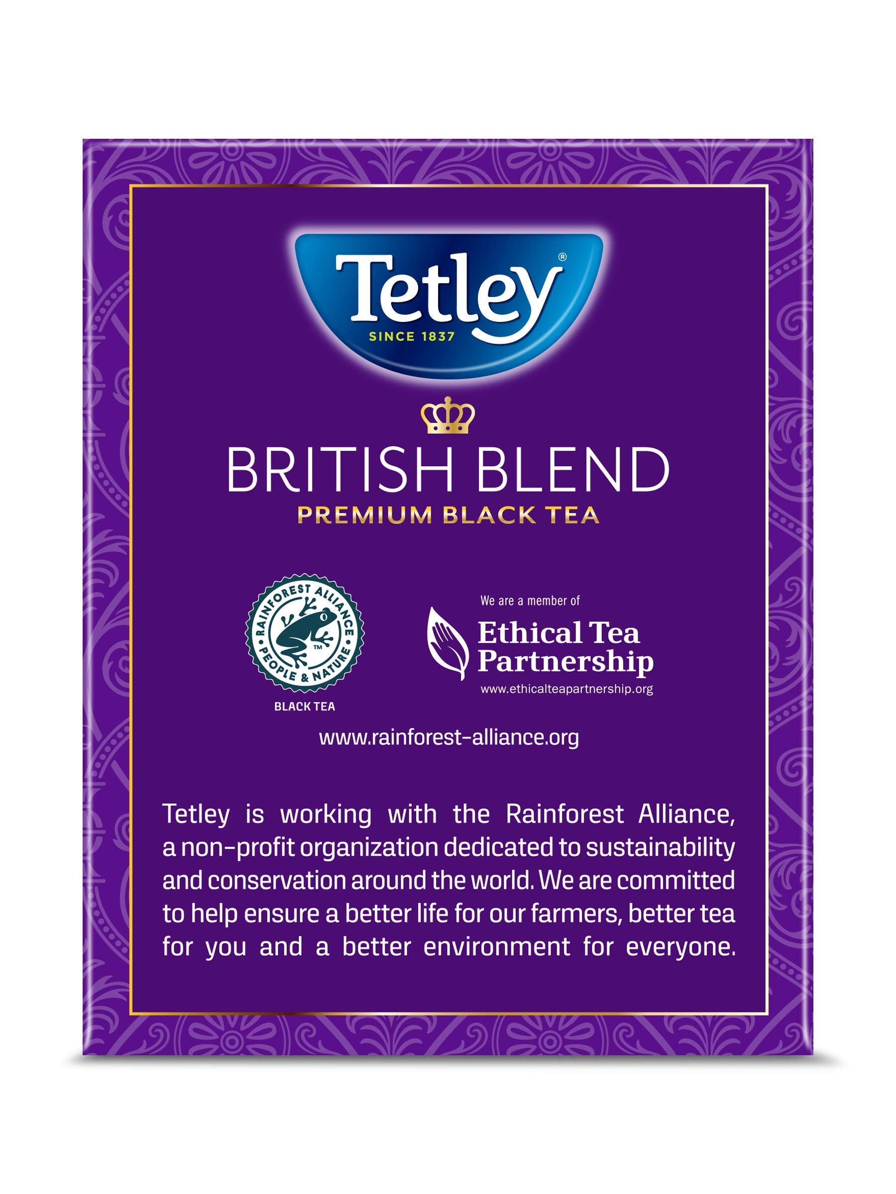Pouring Tetley British Blend tea with visible steam and aroma.