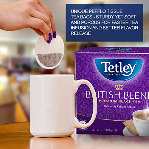 Tetley tea cup steaming in kitchen for a cozy morning