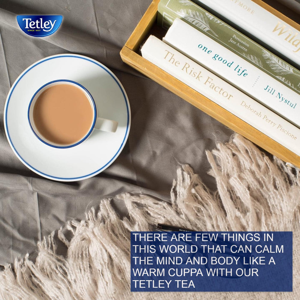 Close-up of Tetley tea bag to highlight rich flavor potential.