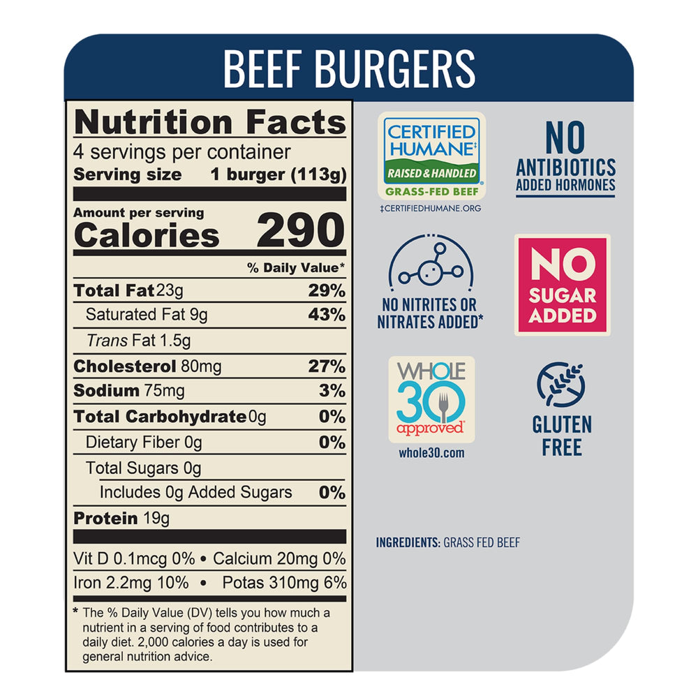 Teton Waters Ranch one-ingredient beef patties, pure and simple