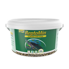 Tetra ReptoMin floating sticks packaging shows a balanced daily diet for aquatic reptiles.
