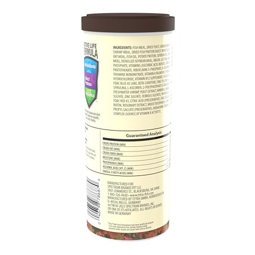 TetraMin Tropical Flakes dish-serving shows daily feeding for thriving tropical fish.