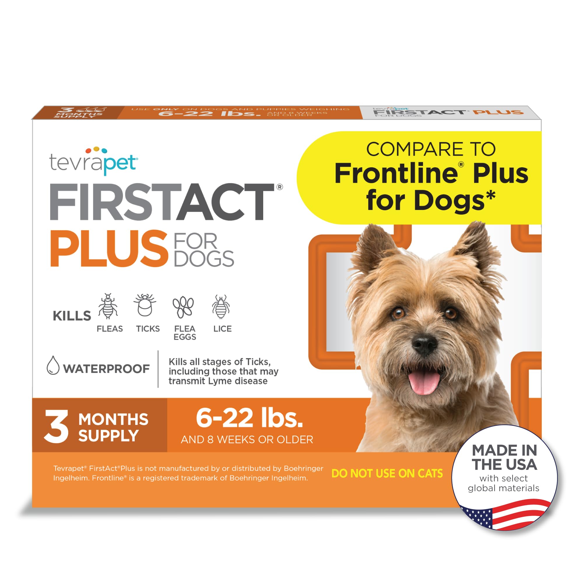 TevraPet FirstAct Plus three-doses-pack for small dogs provides ongoing flea and tick protection