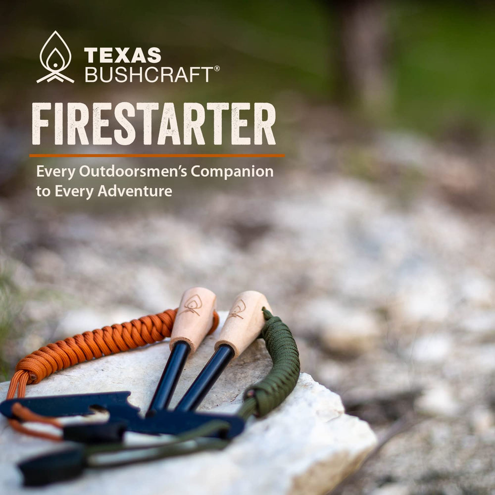 Texas Bushcraft fire starter striker—compact tool for fast ignition.