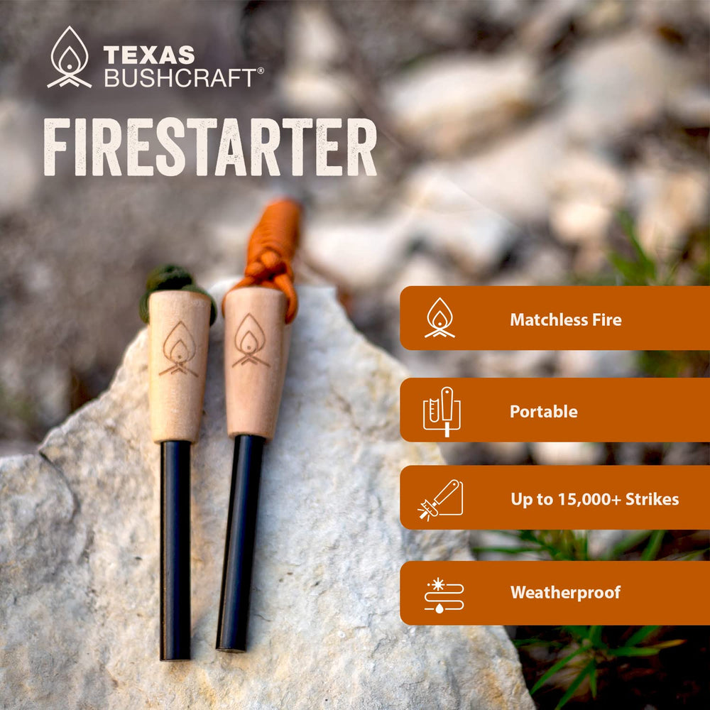 Texas Bushcraft hardwood handle—ergonomic grip for precise control.