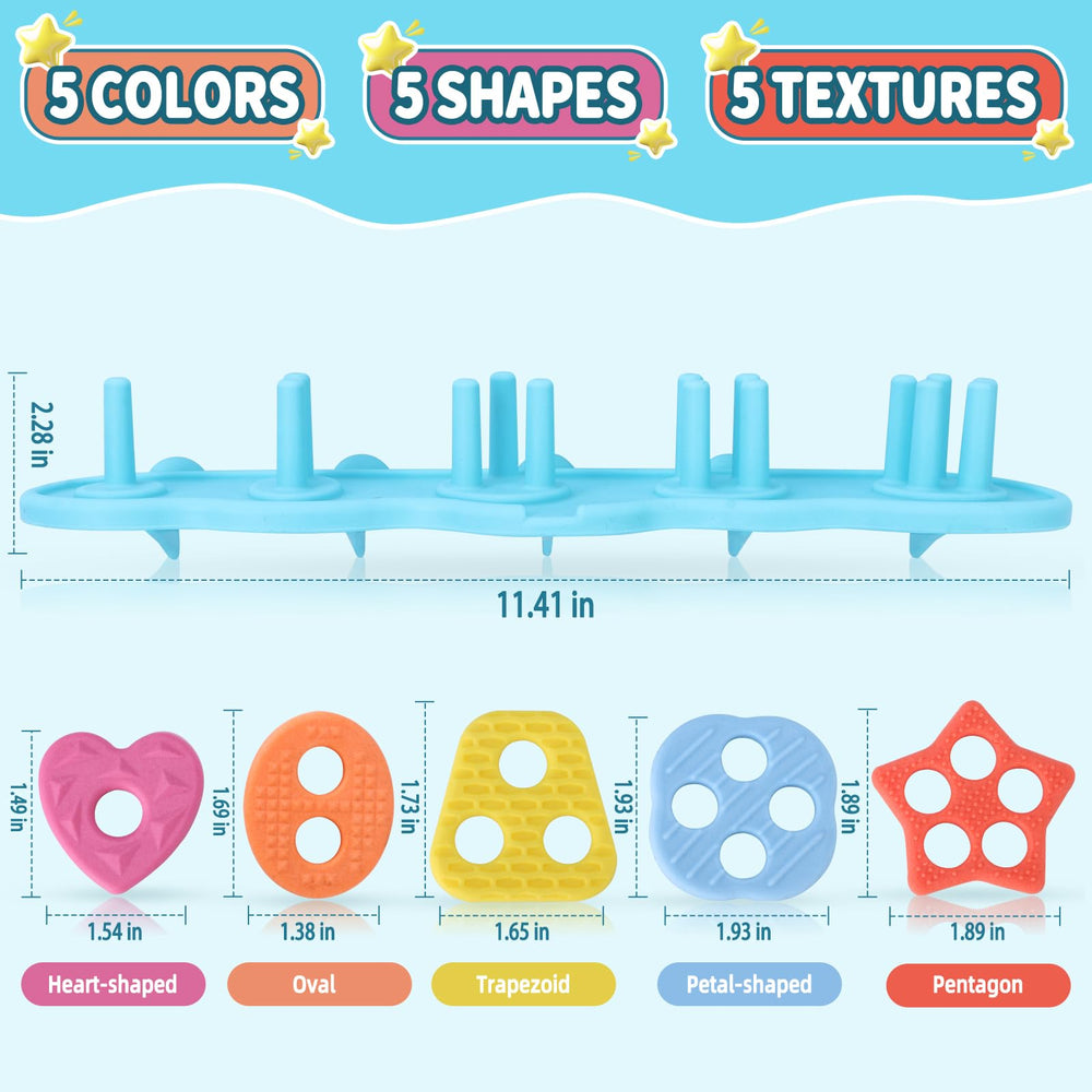 Texviko no-hole design bath toys support easy drying and mold prevention after baths.
