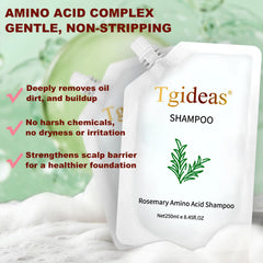 Close-up of rosemary extract highlights natural botanicals in Tgideas shampoo.