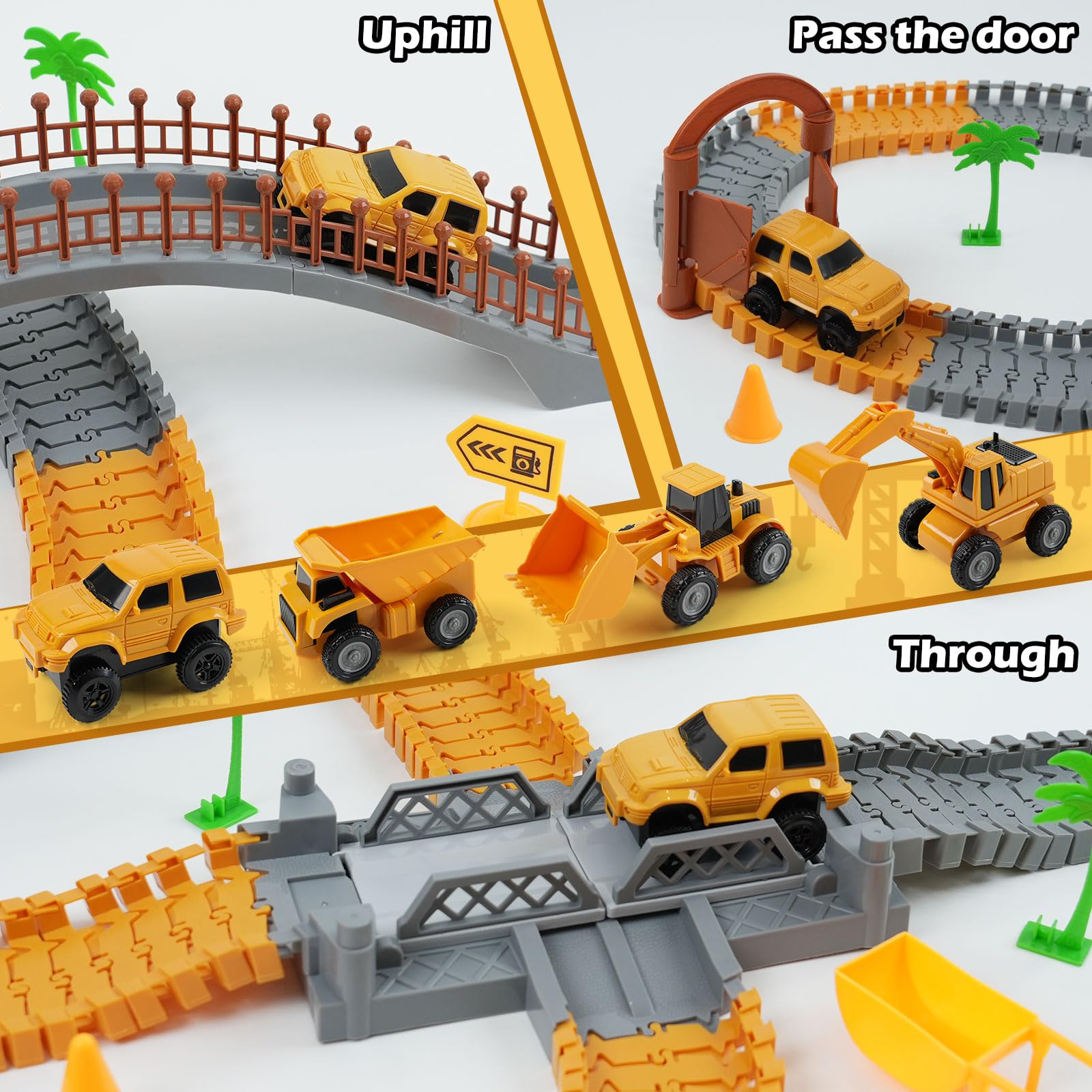 TGJH bridges and four-way roads expand play scenarios.