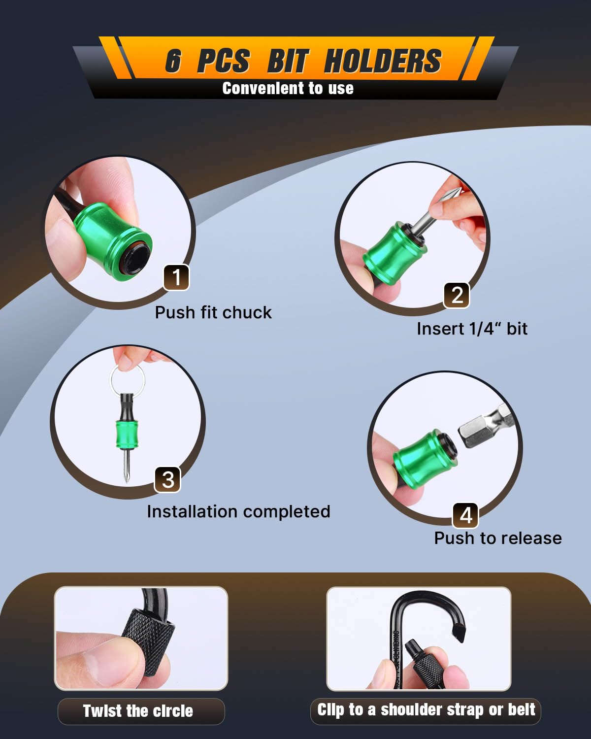 TGSKMZN push-to-lock design ensures secure retention of bits.