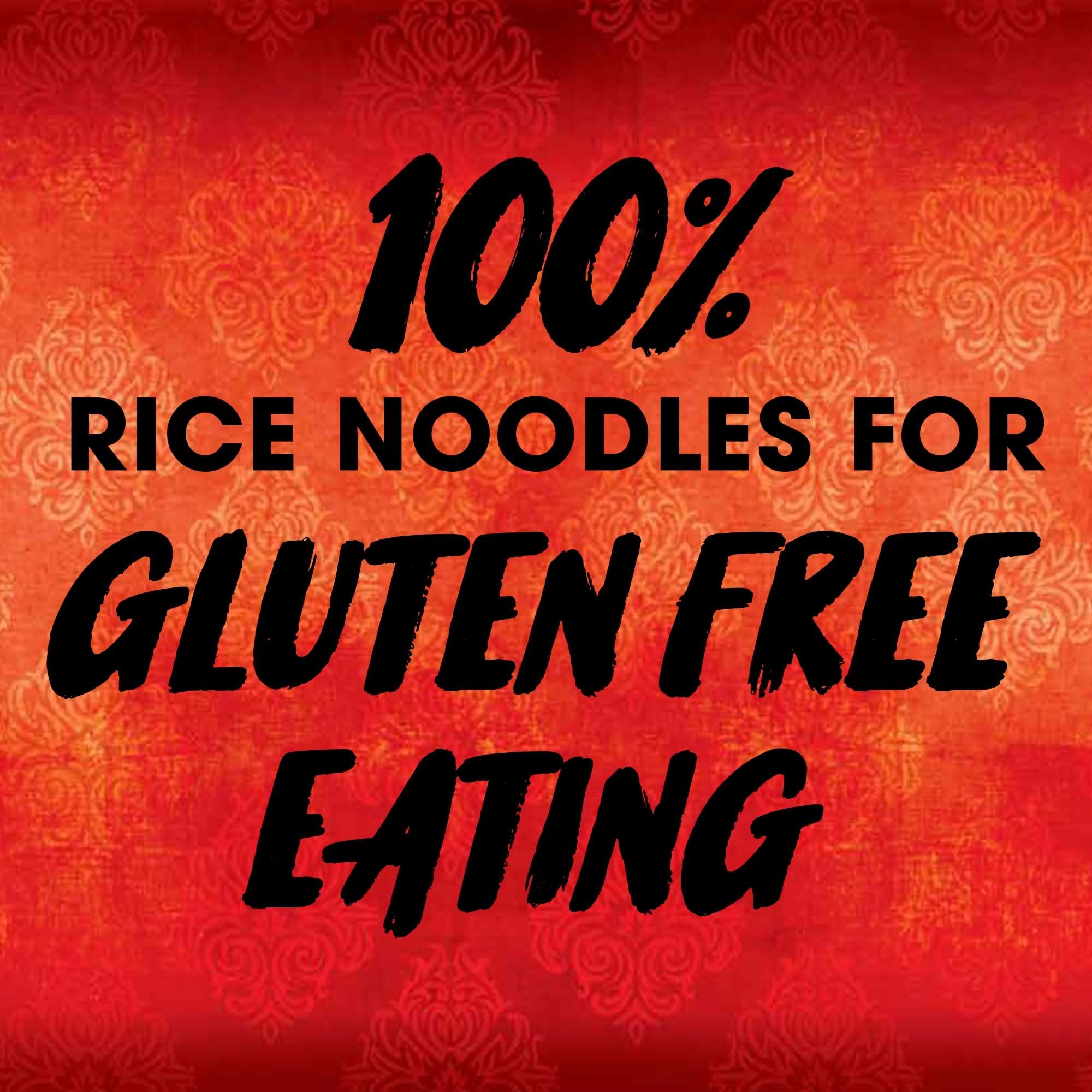 Thai Kitchen gluten free rice noodles shown steamed, for lighter stir fry texture.