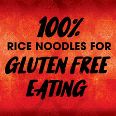 Thai Kitchen gluten free rice noodles shown steamed, for lighter stir fry texture.