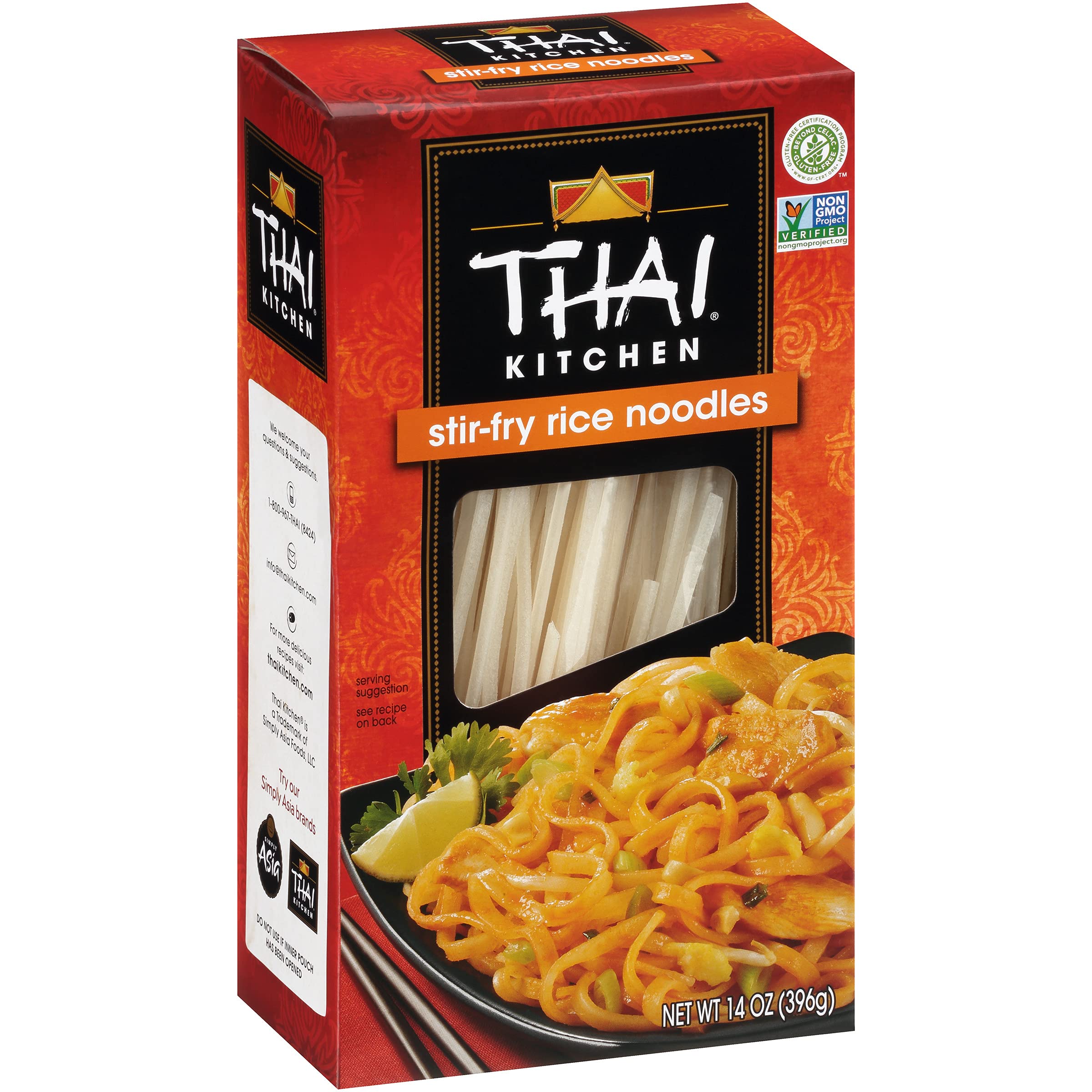 Thai Kitchen gluten free noodles, cooked dish image, perfect for homemade Pad Thai.