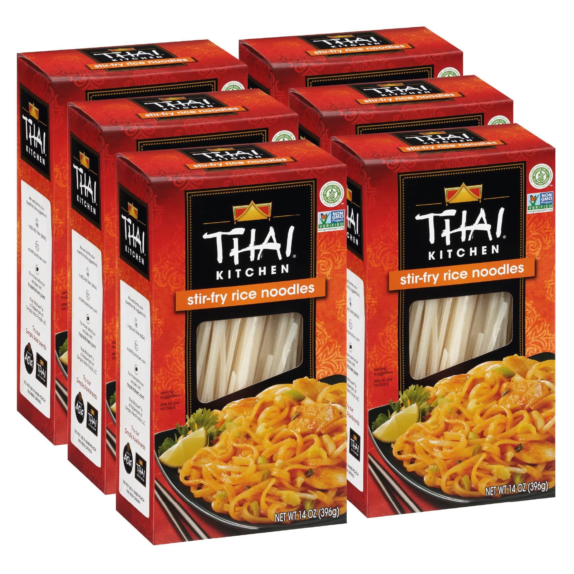 Thai Kitchen gluten free stir fry rice noodles in package, ideal for quick weeknight meals.