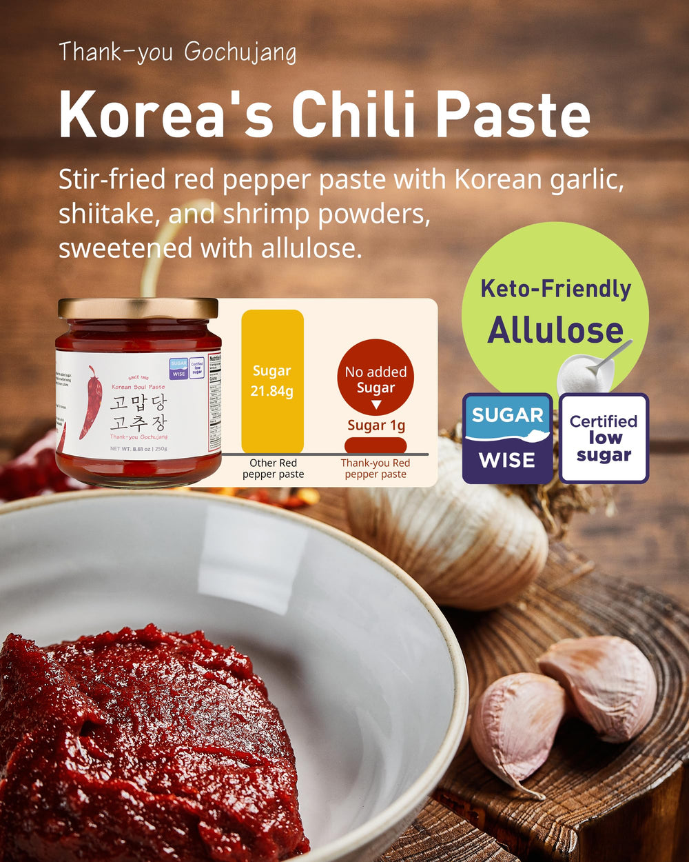 Thank-You Gochujang sugar-free bibimbap dish ready for serving