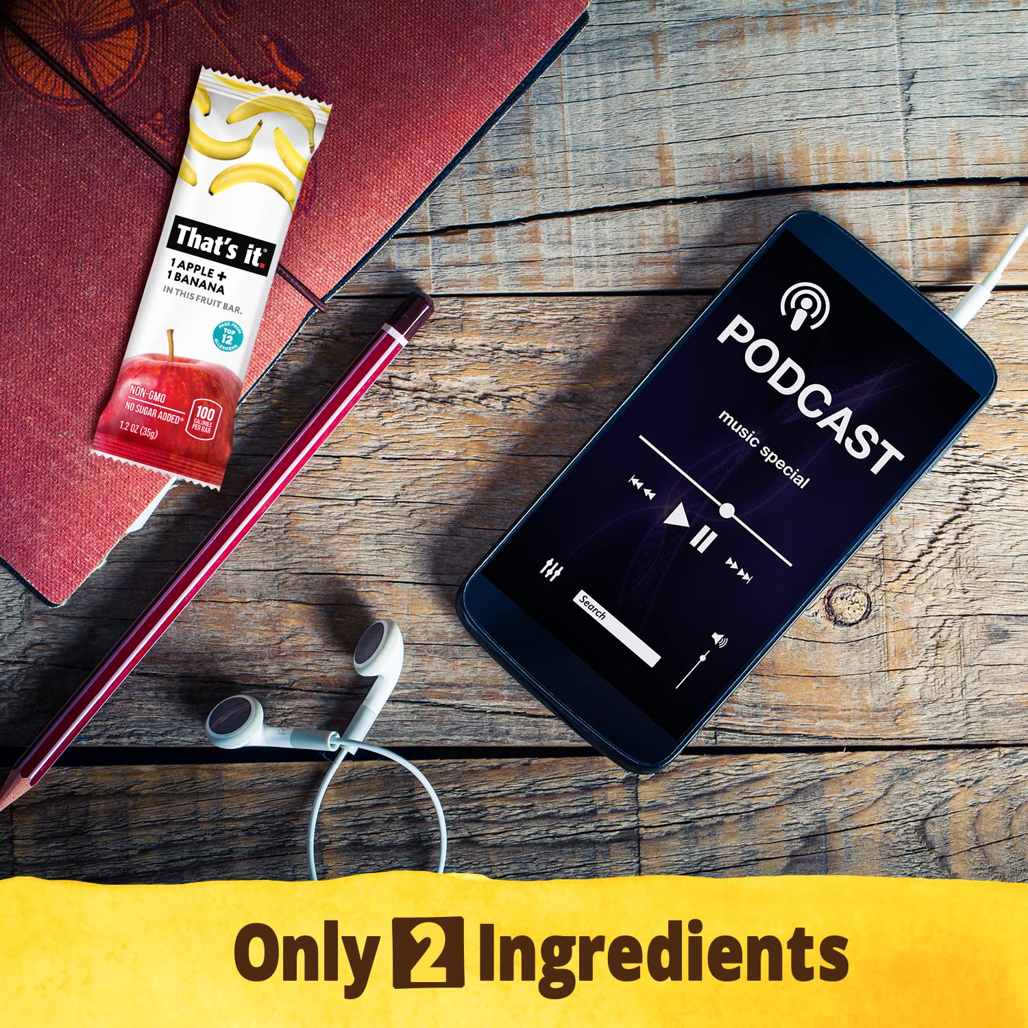 That's it apple-banana-bar, two real fruit servings in one.