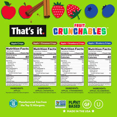 That's it Fruit Crunchables close-up of 100% fruit crisps for on-the-go snacking.