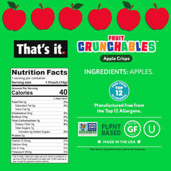 That's it Fruit Crunchables apple crisps close-up showing crunchy texture, ideal for busy mornings.