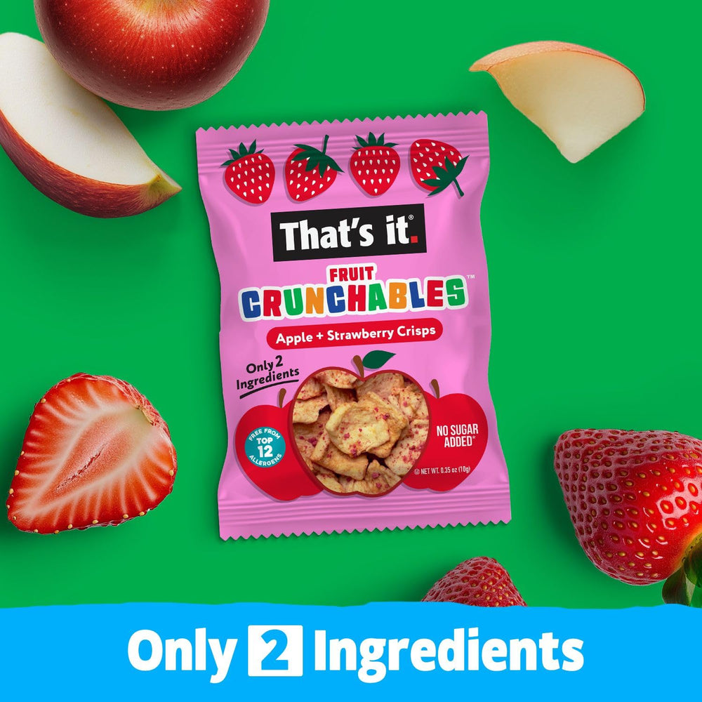 That's it Fruit Crunchables apple-strawberry crisps in lunchbox for kids