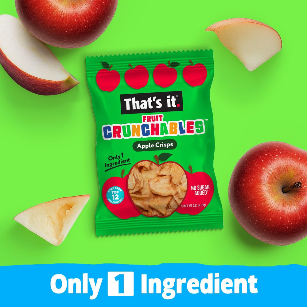 That's it Fruit Crunchables kid-friendly packaging with allergen-friendly, plant-based snack.