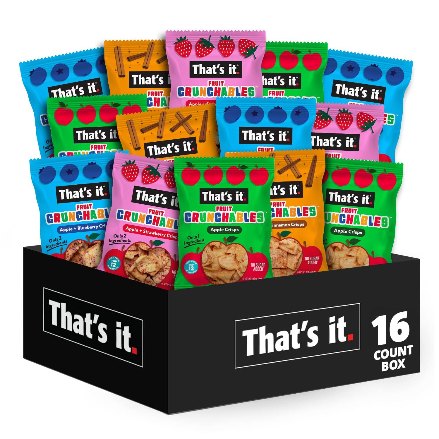 That's it Fruit Crunchables box with 16 portable pouches for busy mornings.