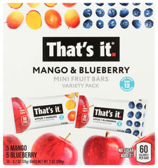 Thats It Mango Blueberry Mini Bar pack, a convenient on-the-go snack.