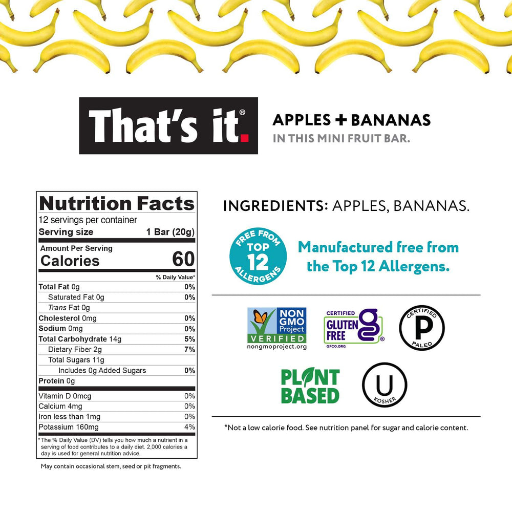 That's it mini fruit bars gift pouch packaging closeup shows clean ingredients.