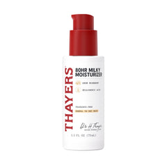 Thayers 80HR Milky Moisturizer bottle front - fragrance-free hydration for sensitive skin.