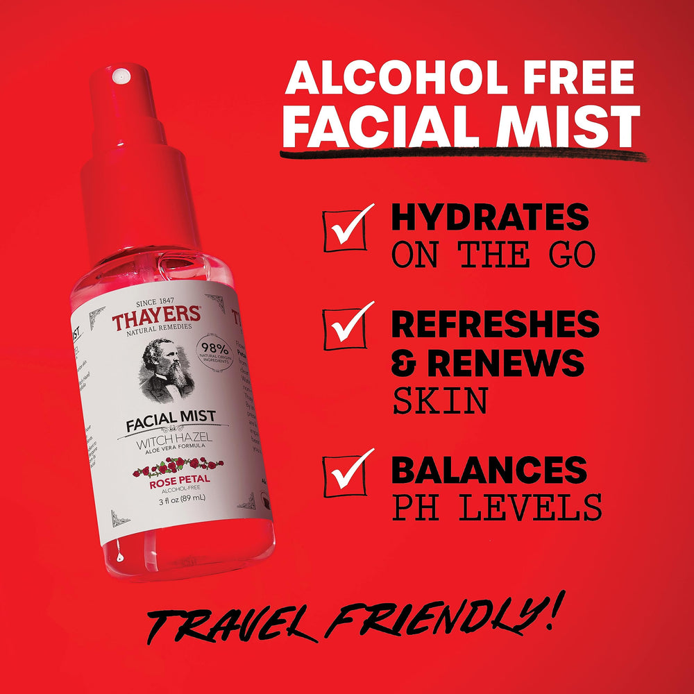 Thayers Aloe Vera and Witch Hazel ingredients shot highlighting soothing, alcohol-free care.