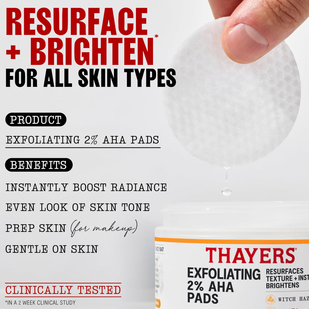 Thayers Exfoliating Pads embossed side performing gentle exfoliation on targeted areas