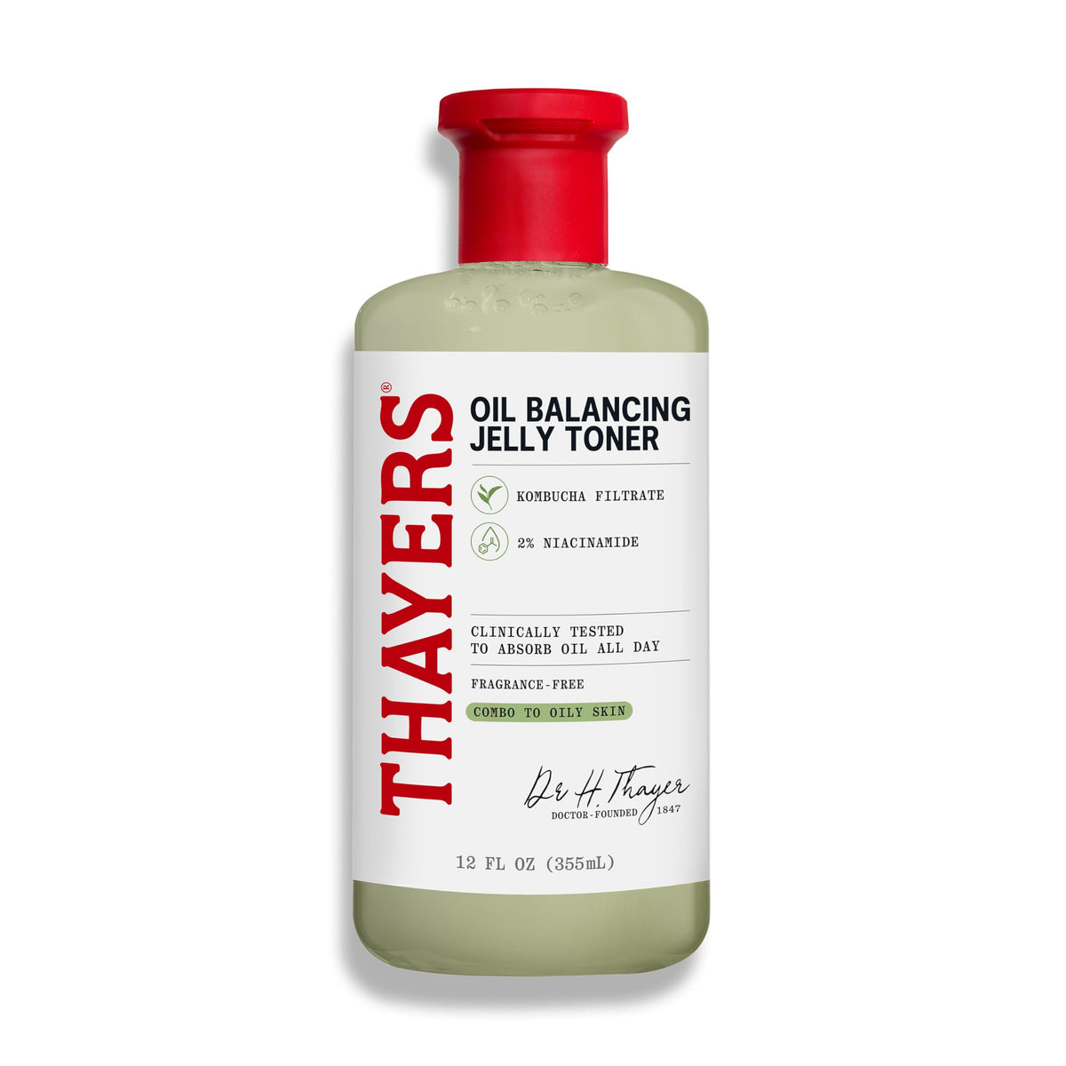Thayers Oil Balancing Jelly Toner bottle close-up showing oil-control formula.