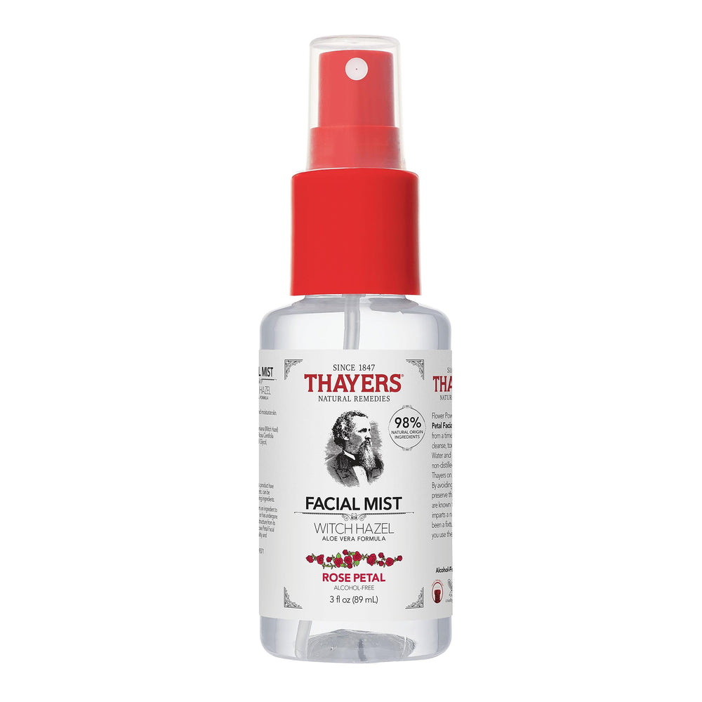 Thayers Rose Petal Toner bottle close-up for gentle hydration and refreshing balance.