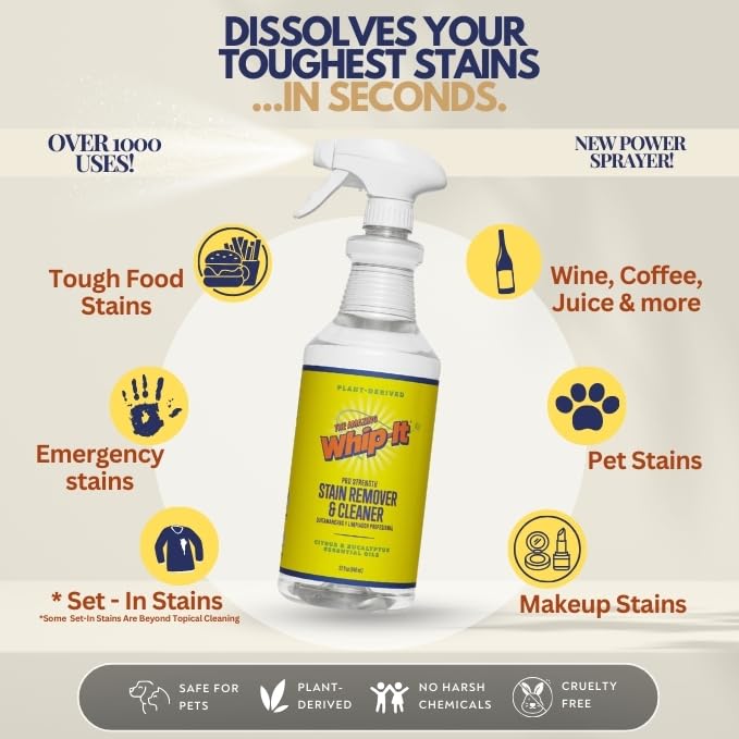 THE AMAZING WHIP-IT red wine stain removal tackles stubborn spills