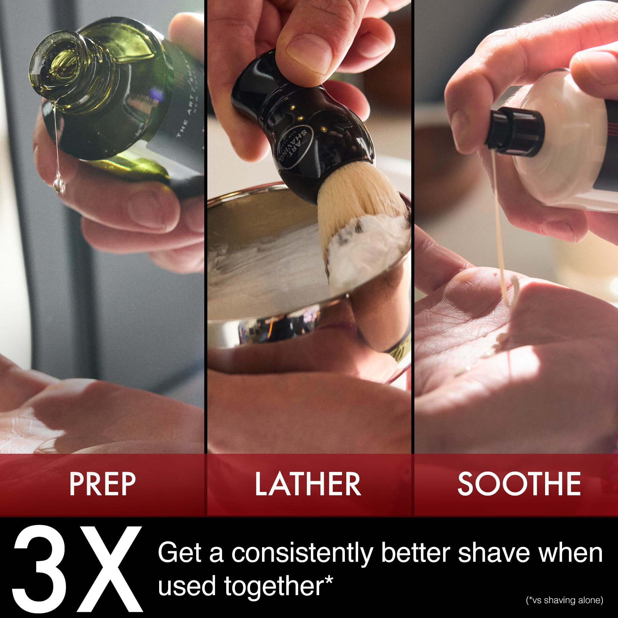 The Art of Shaving sandalwood shaving cream texture offers cushioned protection.