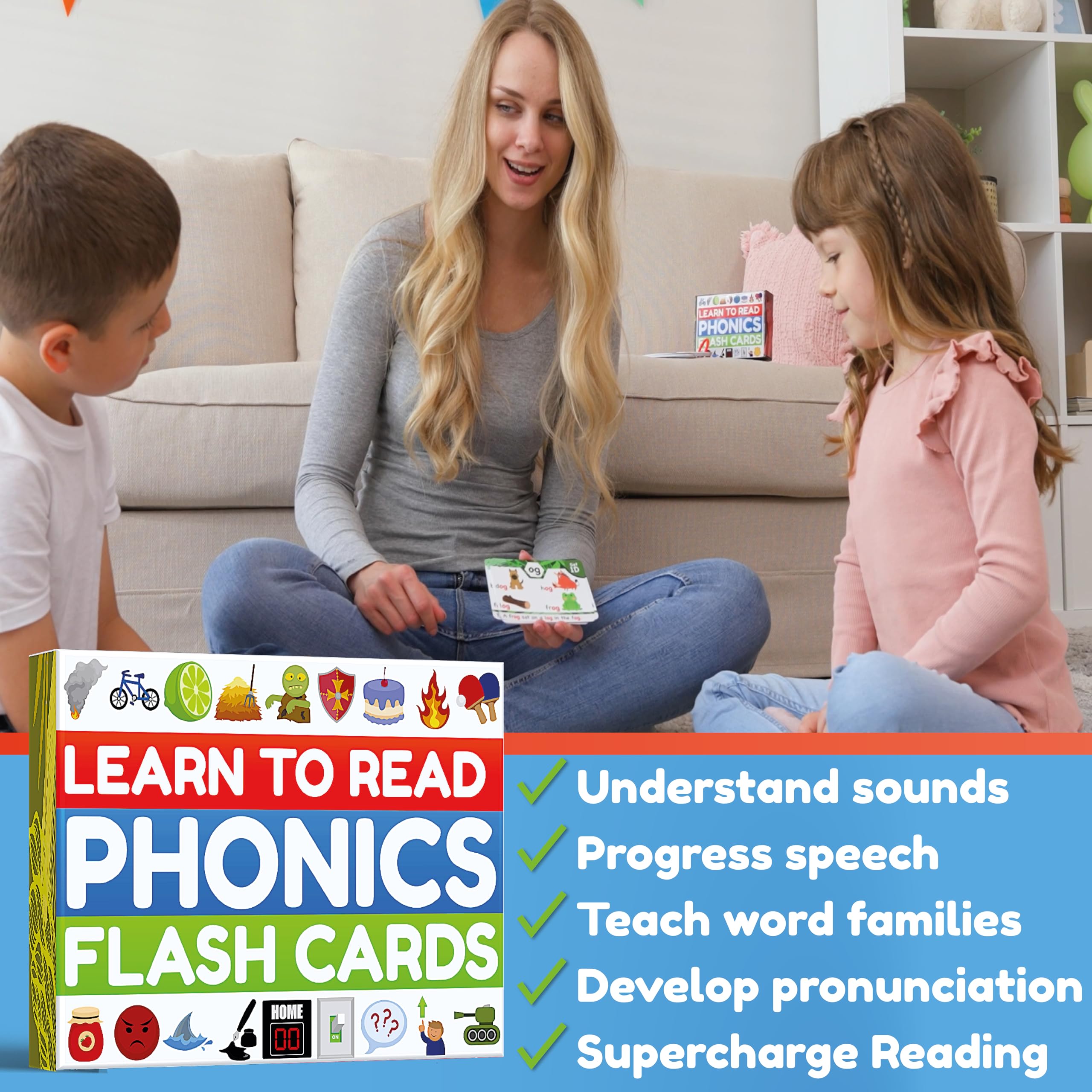 Level two phonics cards add blends and digraphs for growing confidence