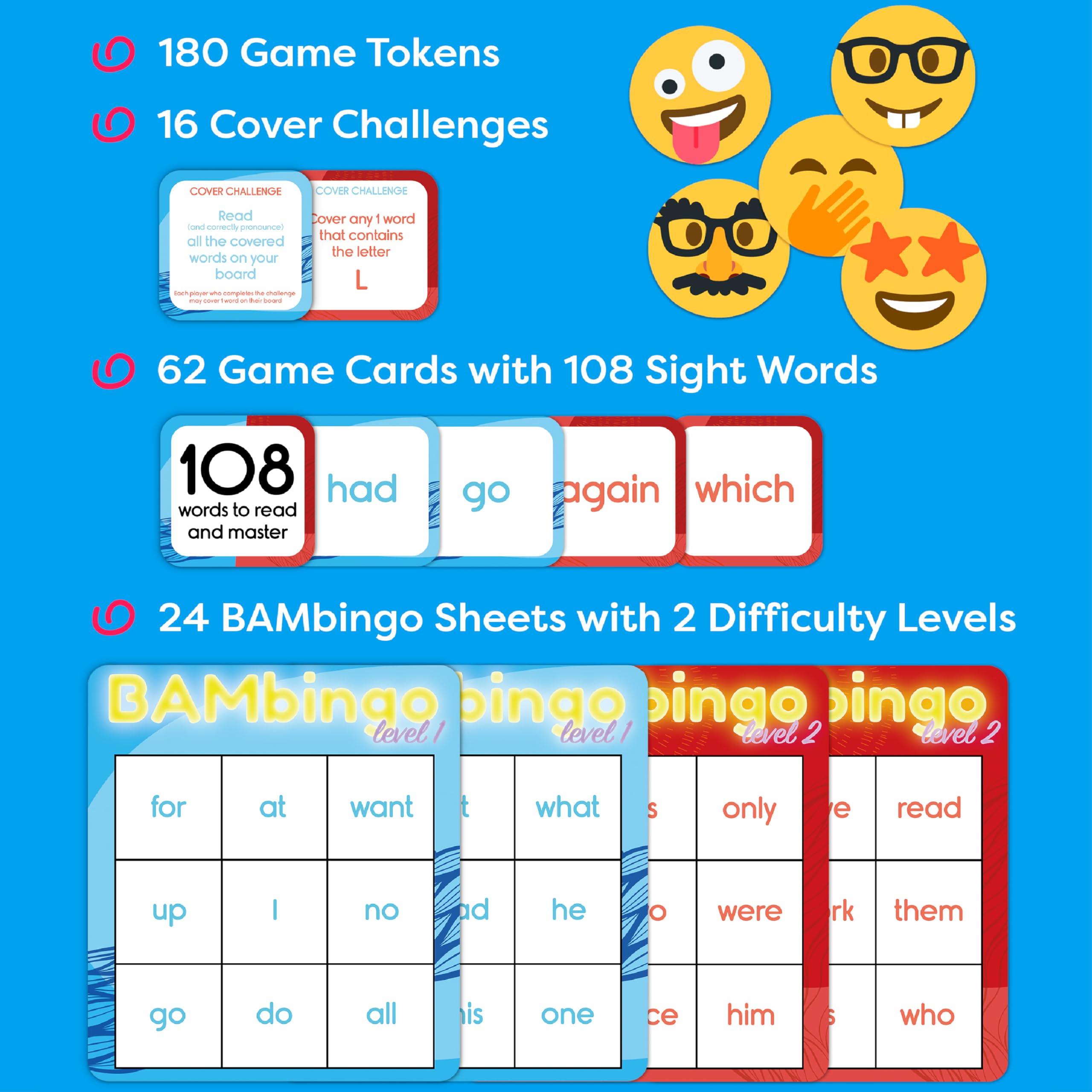 Cover Challenges encourage learners to apply words in context during play