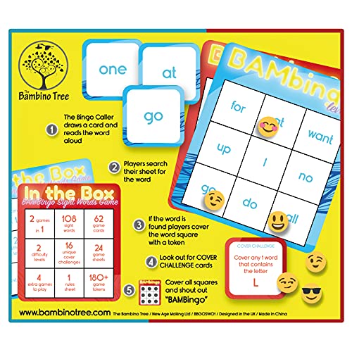 THE BAMBINO TREE sight word bingo red level cards boost early reading engagement
