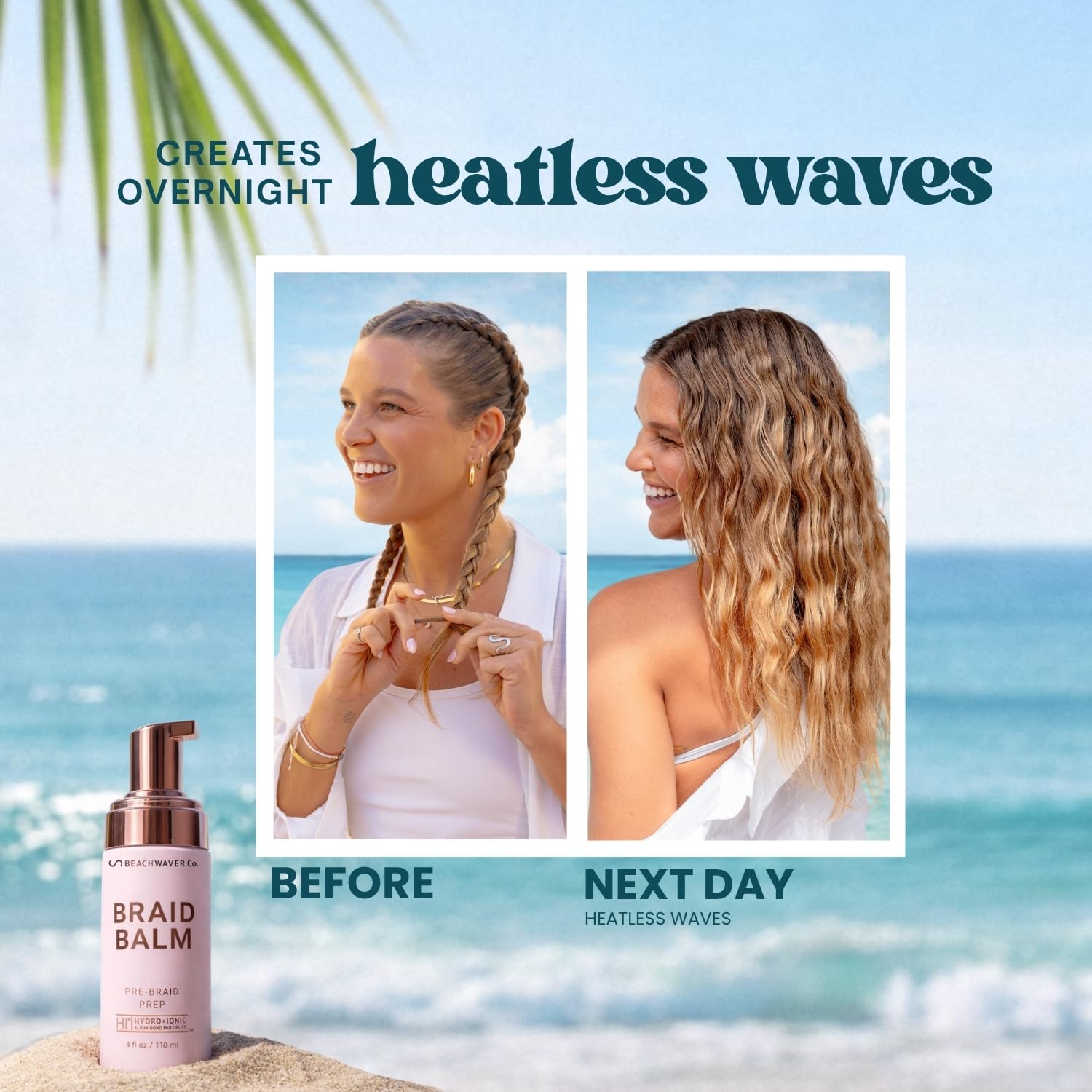 The Beachwaver Co flyaway reduction demo during braiding
