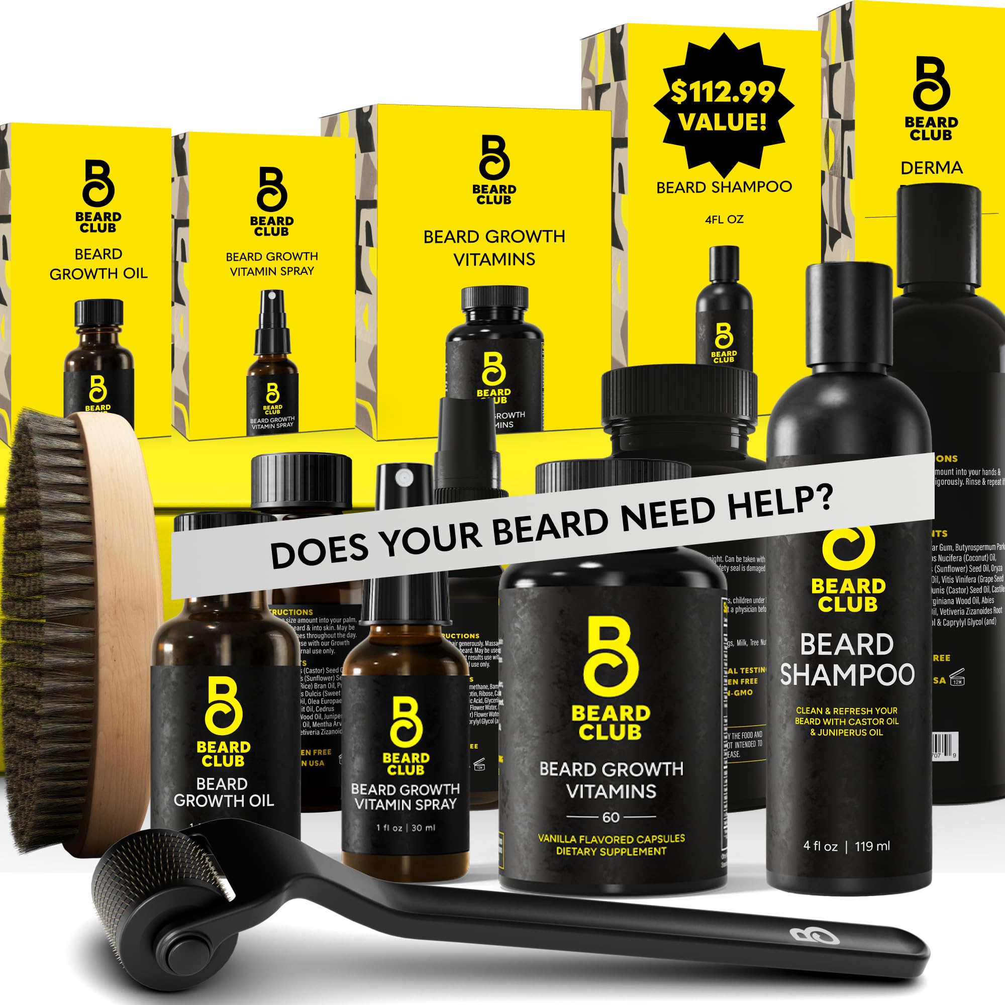 The Beard Club derma roller with titanium needles for facial skin refreshment