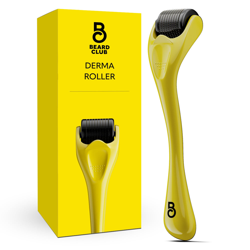 The Beard Club Derma Roller for facial use with titanium needles promotes precise microneedling.