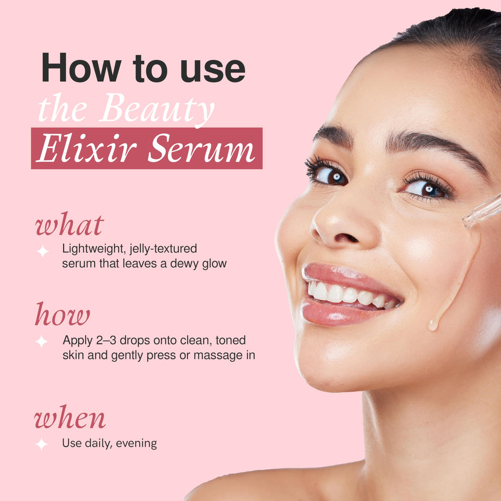The Beauty Elixir serum pump dispense for easy, controlled application