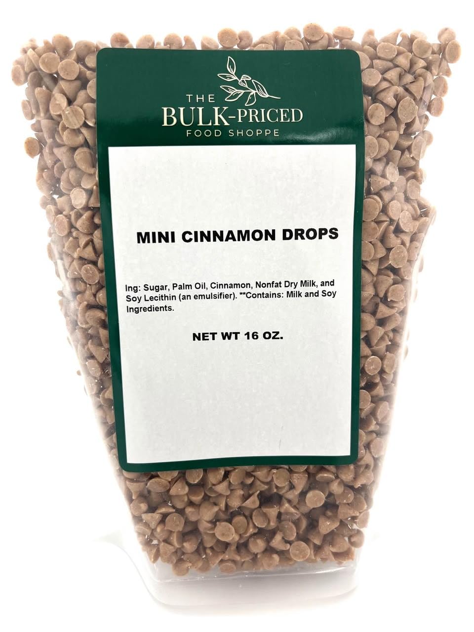 The Bulk-Priced Food Shoppe mini cinnamon drops bag front, ideal for bulk baking.