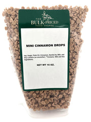 The Bulk-Priced Food Shoppe mini cinnamon drops bag front, ideal for bulk baking.