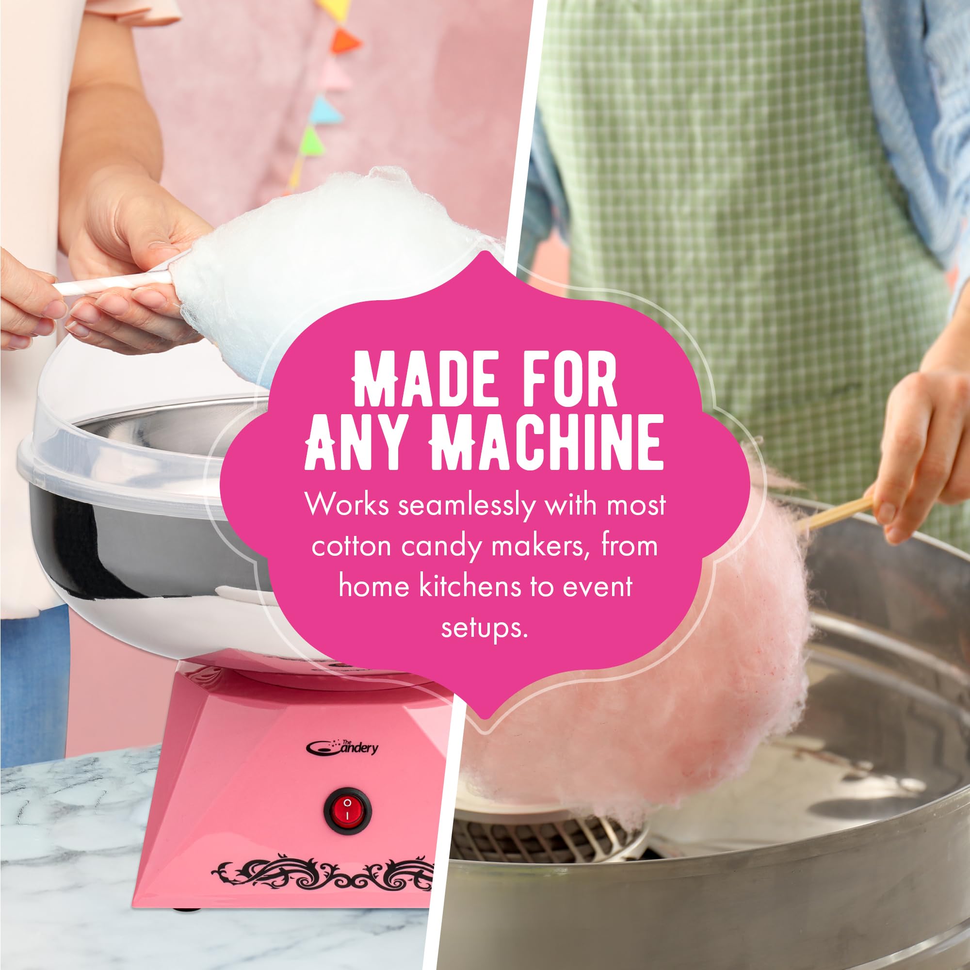 The Candery cotton candy scooper enables precise scoops