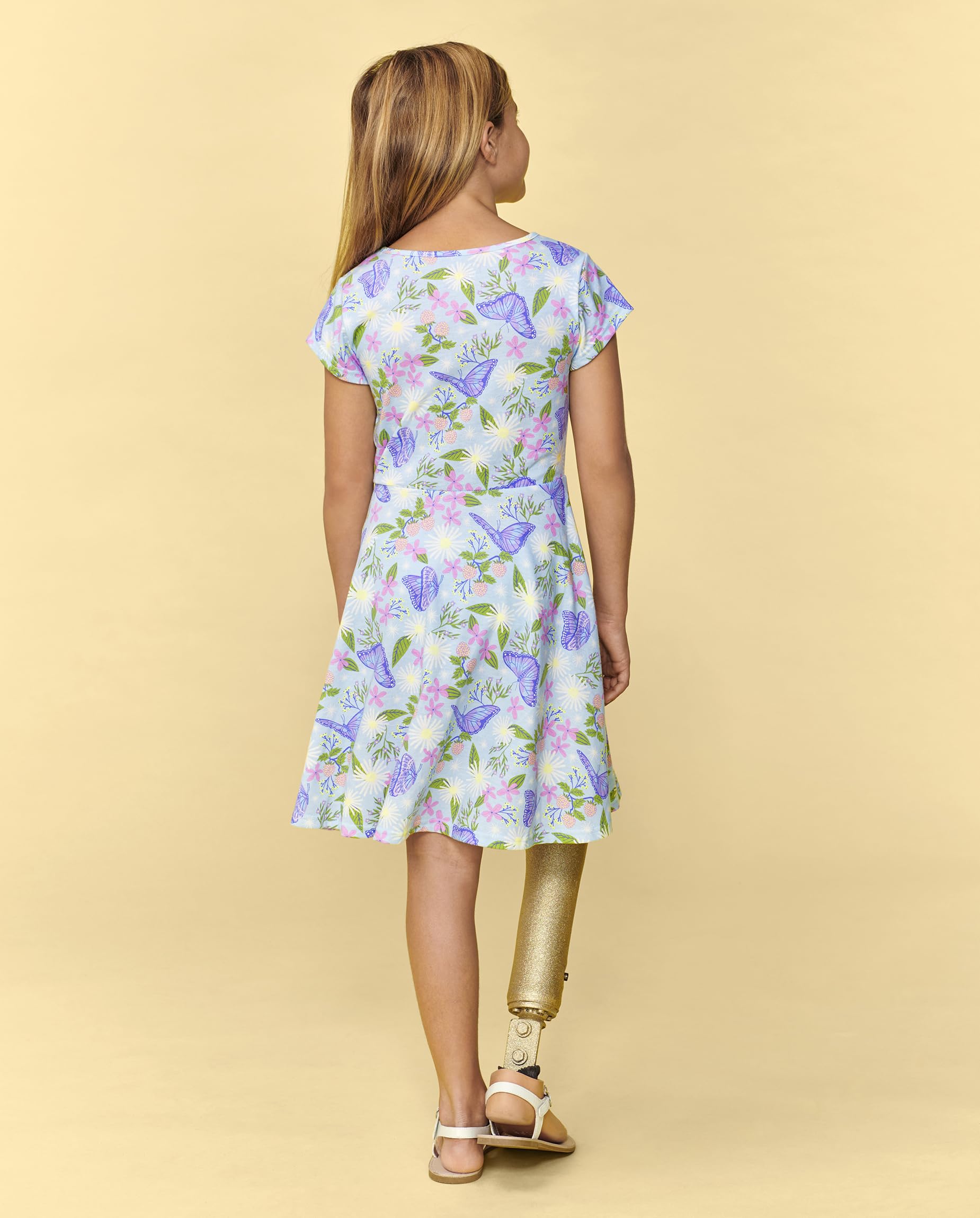The Children's Place Butterfly Garden dress back view showing playful print