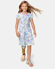 Close-up of Butterfly Garden print texture on The Children's Place dress
