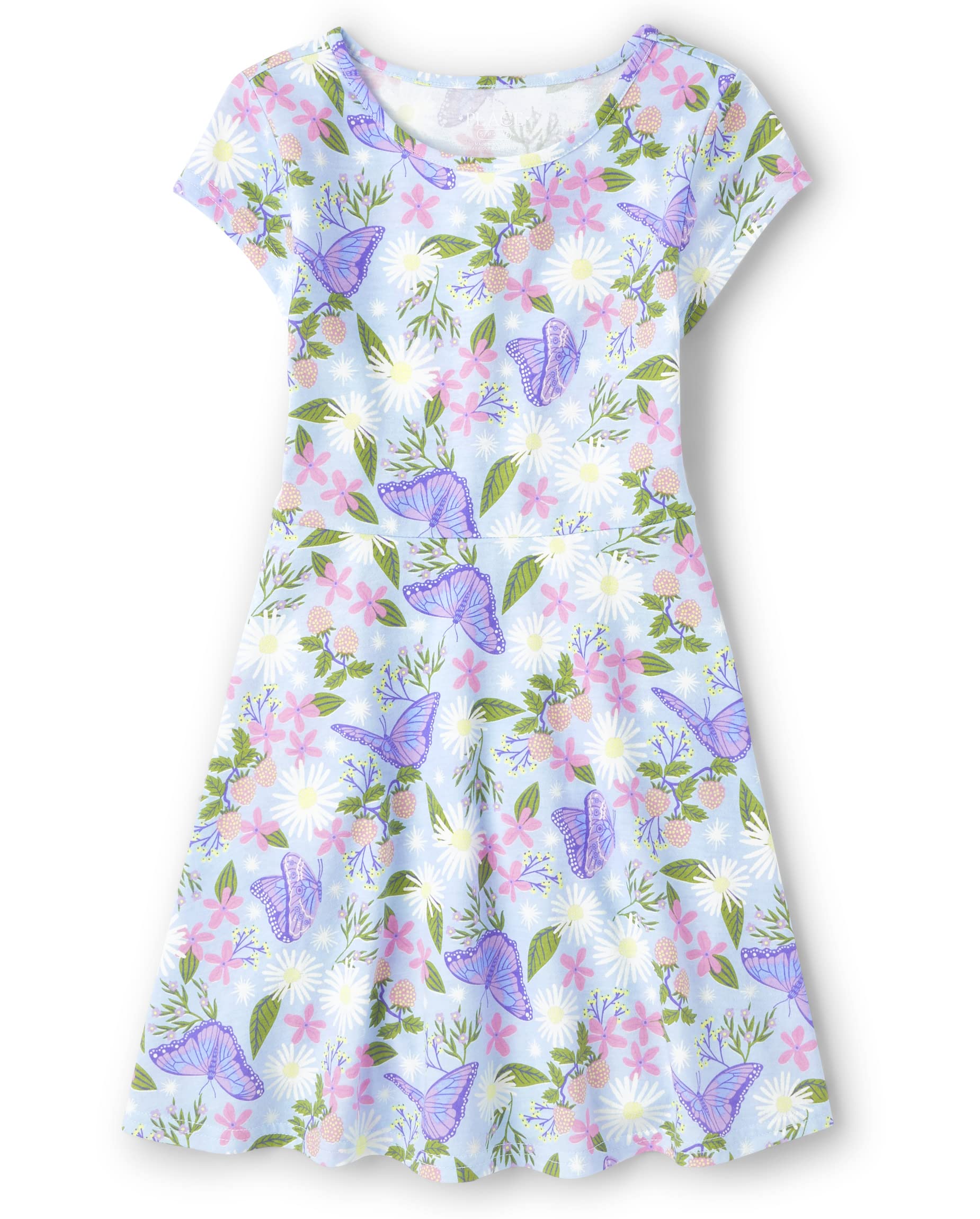 The Children's Place Butterfly Garden dress side silhouette for daily wear