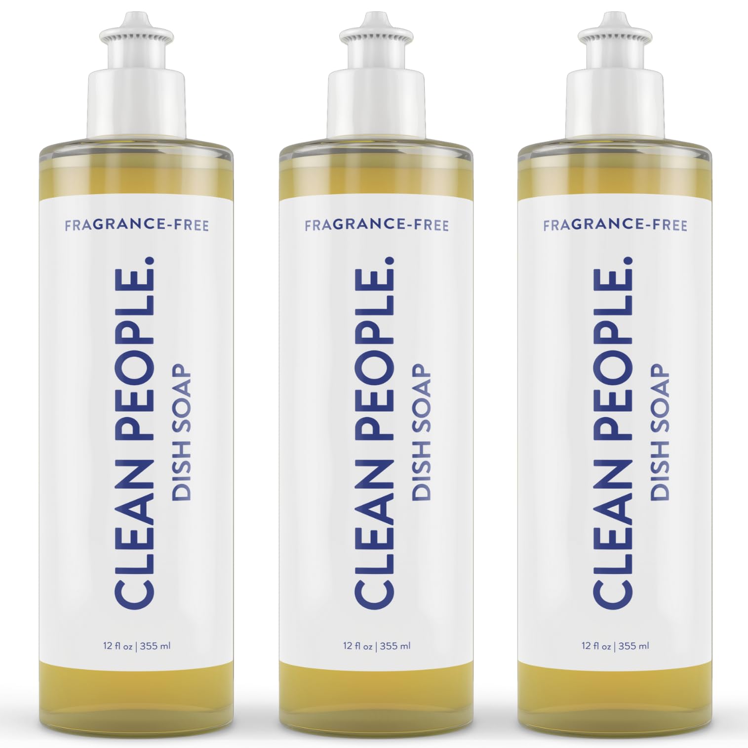 The Clean People liquid dish soap amber bottle pour highlights quick grease removal